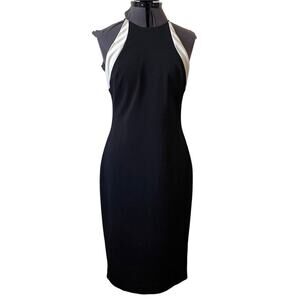 Badgley Mischka Collection Y2K Black Sheath Dress with White Trim • Size 4 ⬇️